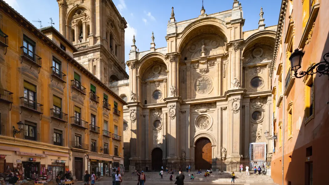 A close-up view of the Granada Cathedral