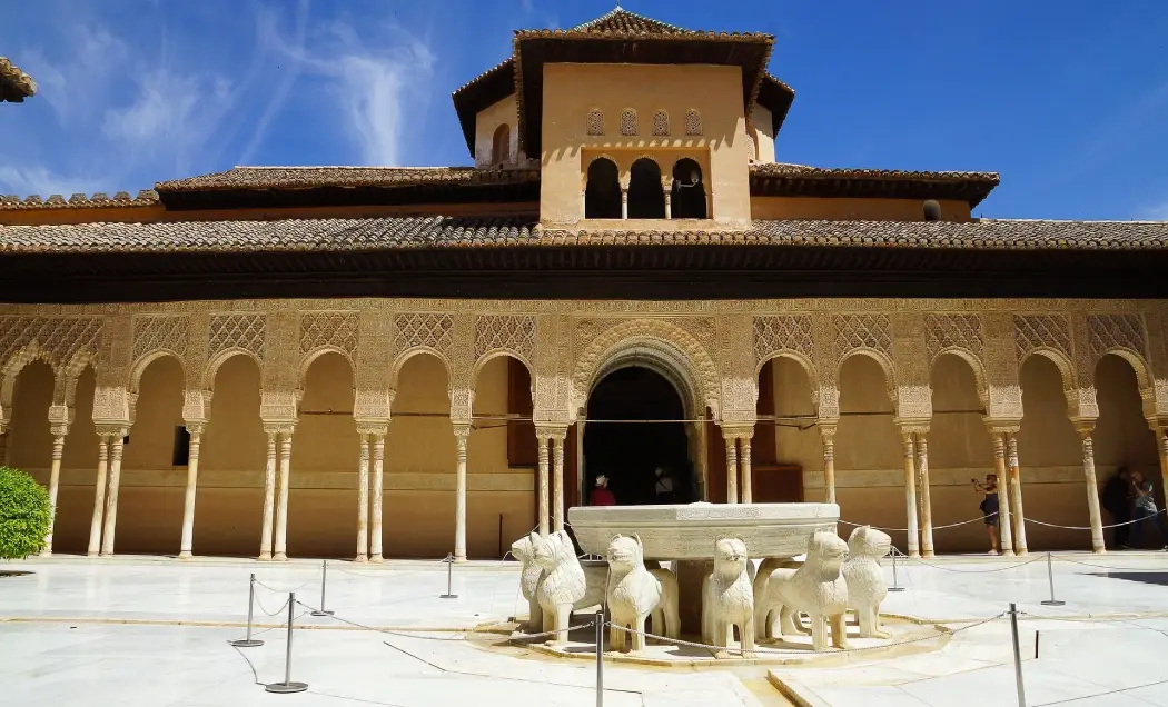 The beautiful Palace of the Lions inside the Nasrid Palaces