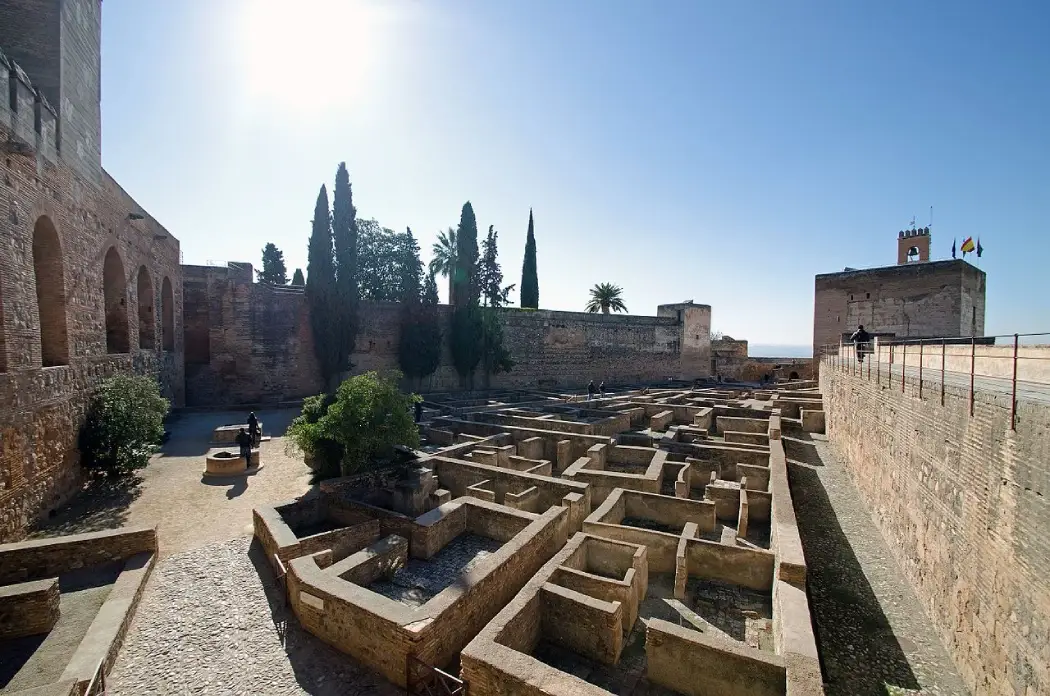 Aerial view of the Plaza de las Armas inside the Alcazaba fortress