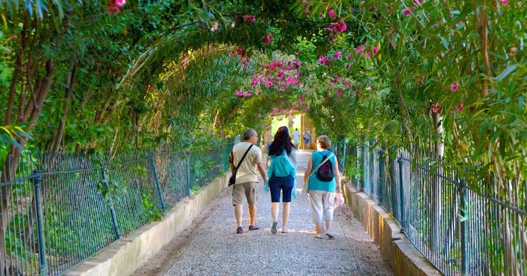 Tourists taking a walk in the Alhambra