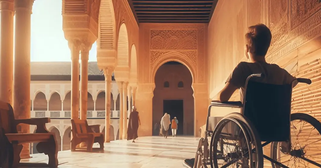 Differently abled person enjoyin the tour of Nasrid Palaces